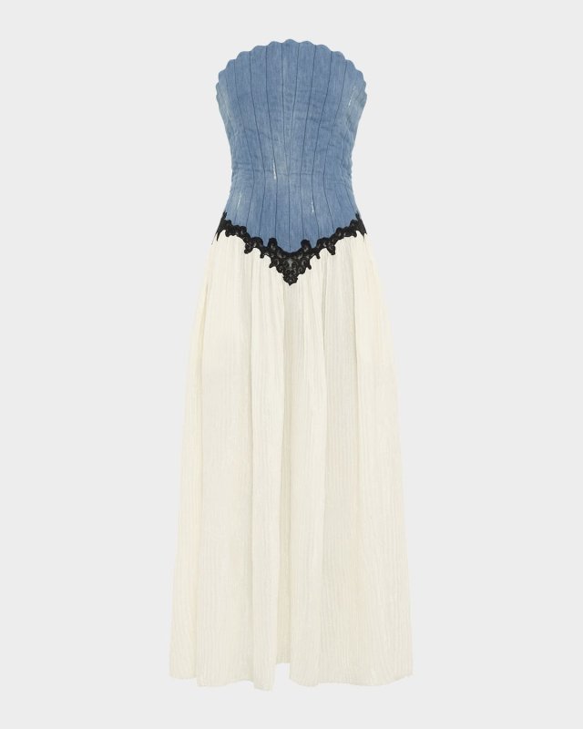 Gleen Strapless Denim Corset Maxi Dress